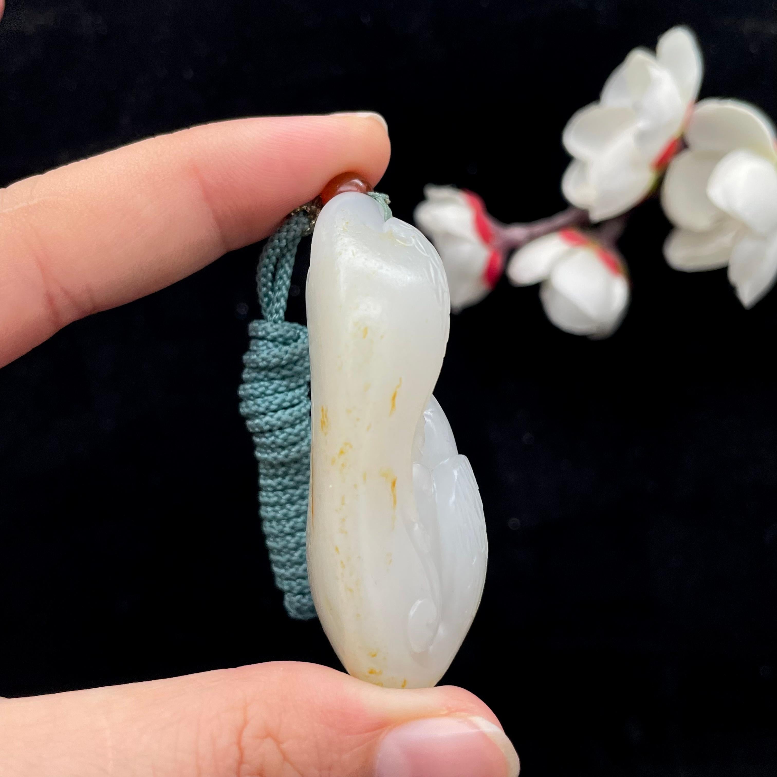 和田玉洒金皮籽料【鹅如意】挂件（40.9g）