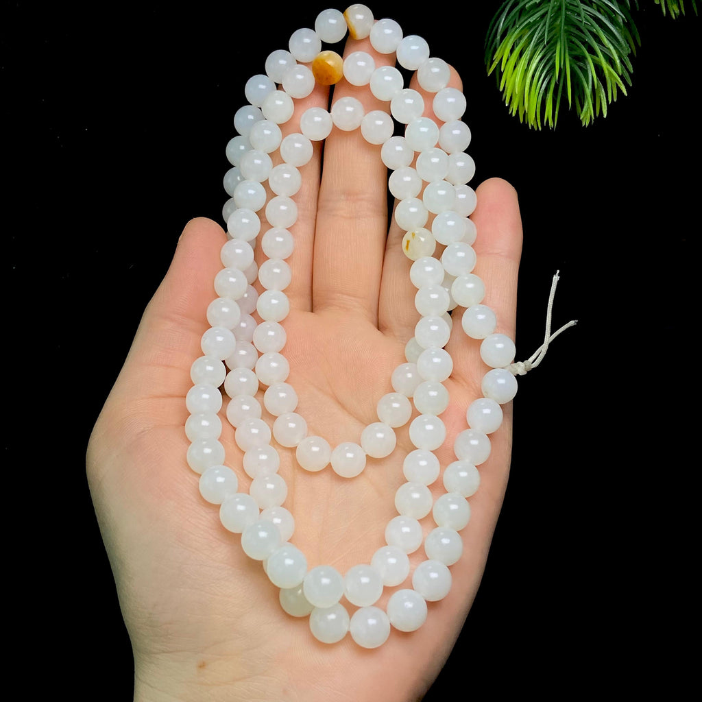 和田玉籽料圆珠项链（87.7g）