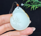 和田玉糖白莲花平安无事牌（29.0g）