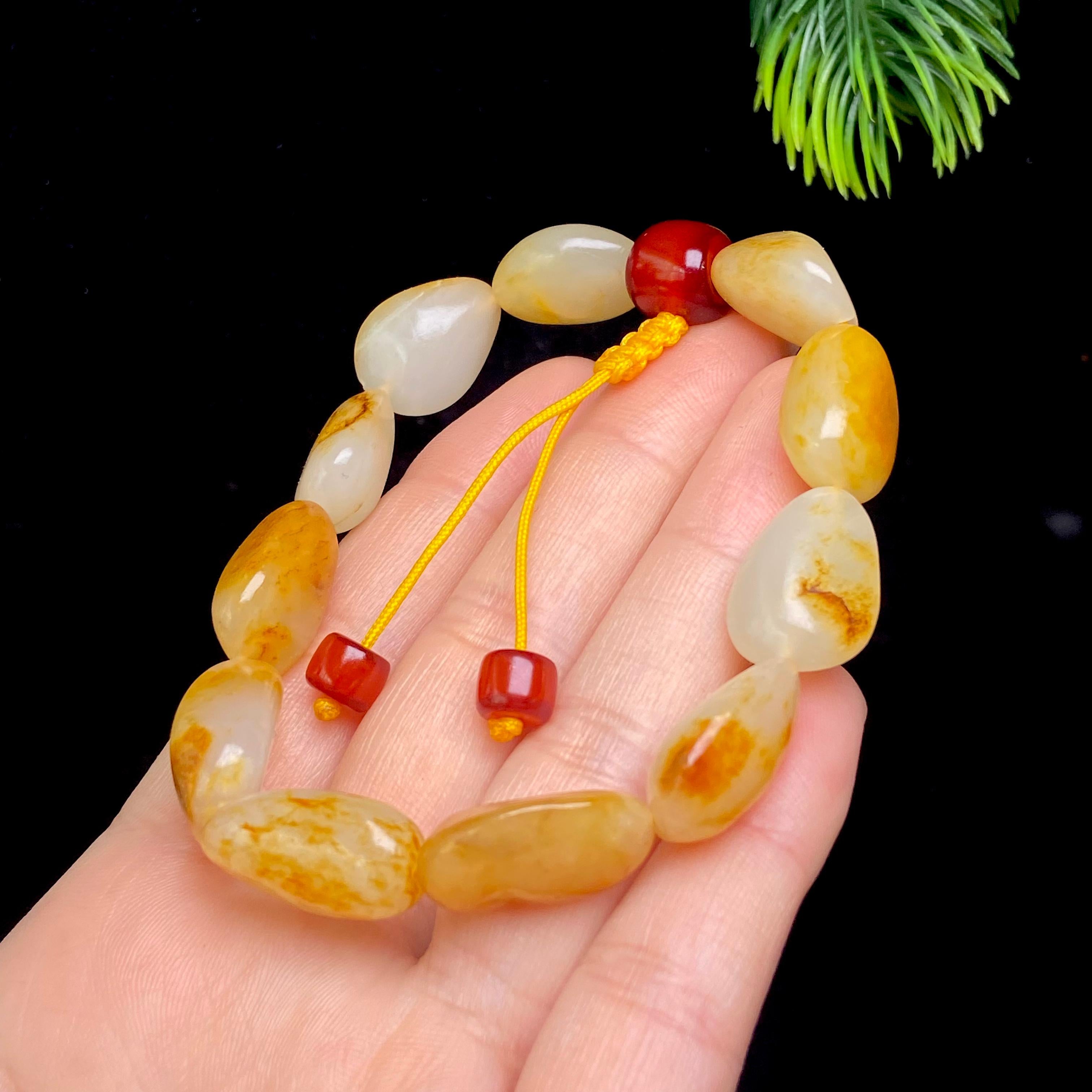 和田玉洒金皮籽料手串（36.11g）