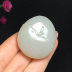 高品质新疆和田玉籽料洒金皮财神挂件（39.6g）