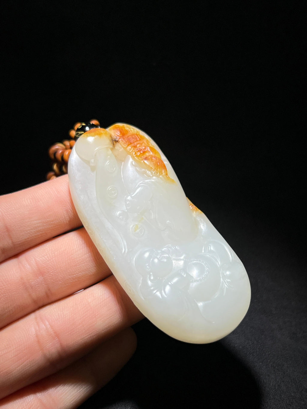 和田玉籽料弥勒佛和财神挂件（63.2g）