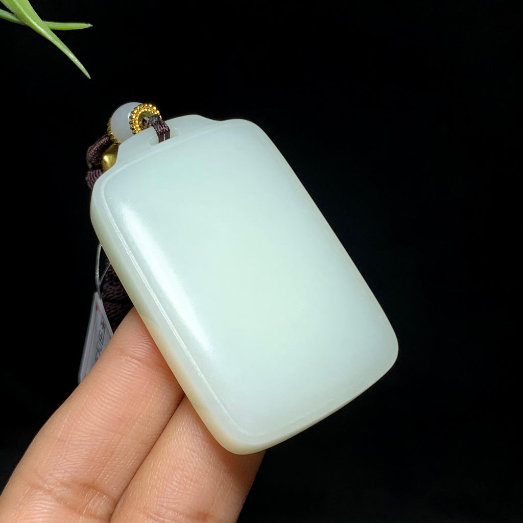 和田羊脂白玉无事牌（45.3g）