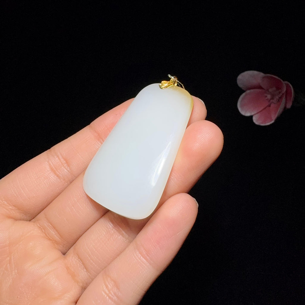 和田玉糖白平安无事牌（18.2g）