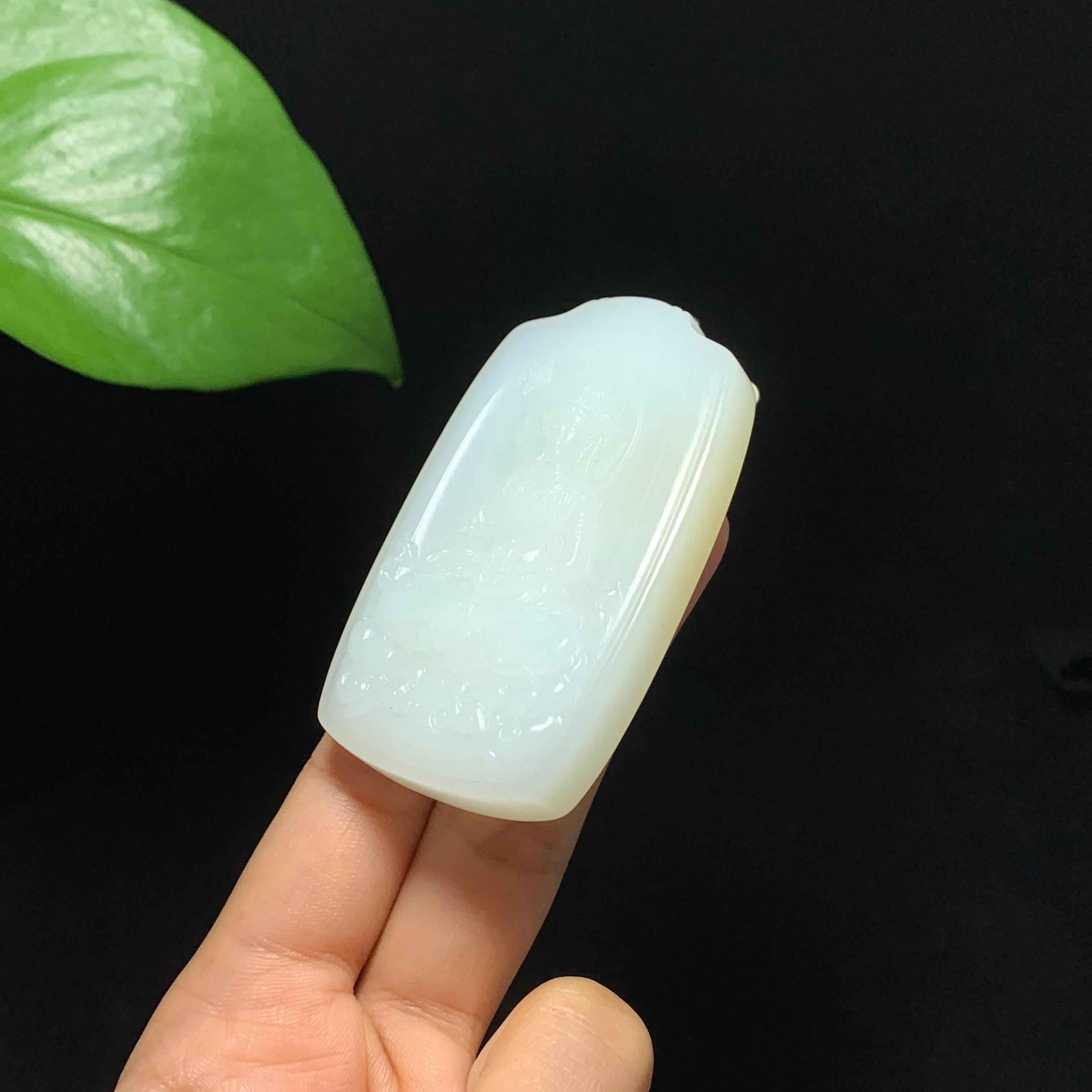 高品质和田山料羊脂白玉观音挂件（64.2g）