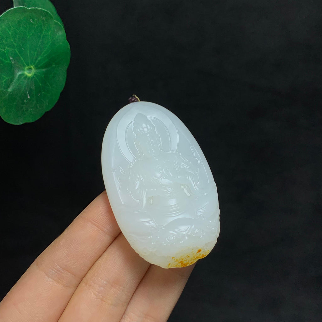 和田籽料羊脂白玉观音（53.0g）