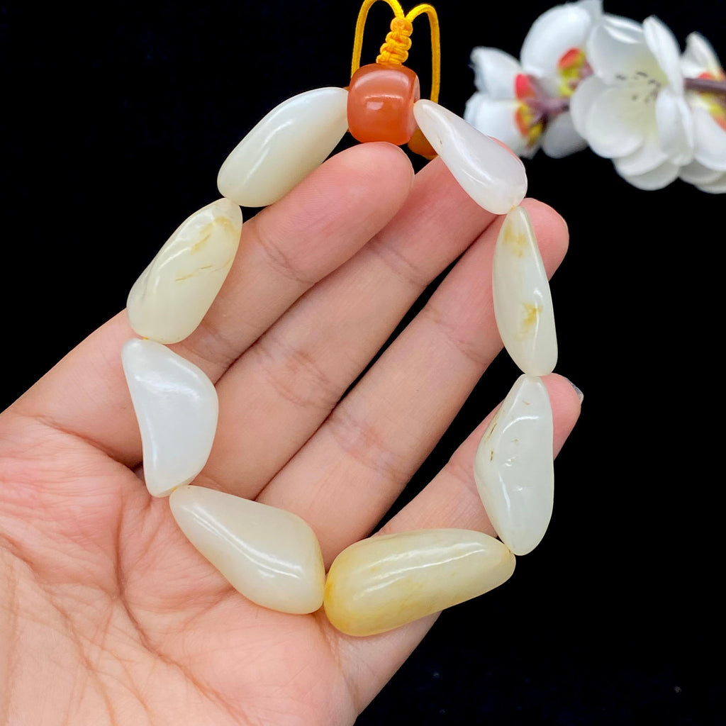 和田玉洒金皮籽料【精品手串】（48.6g）