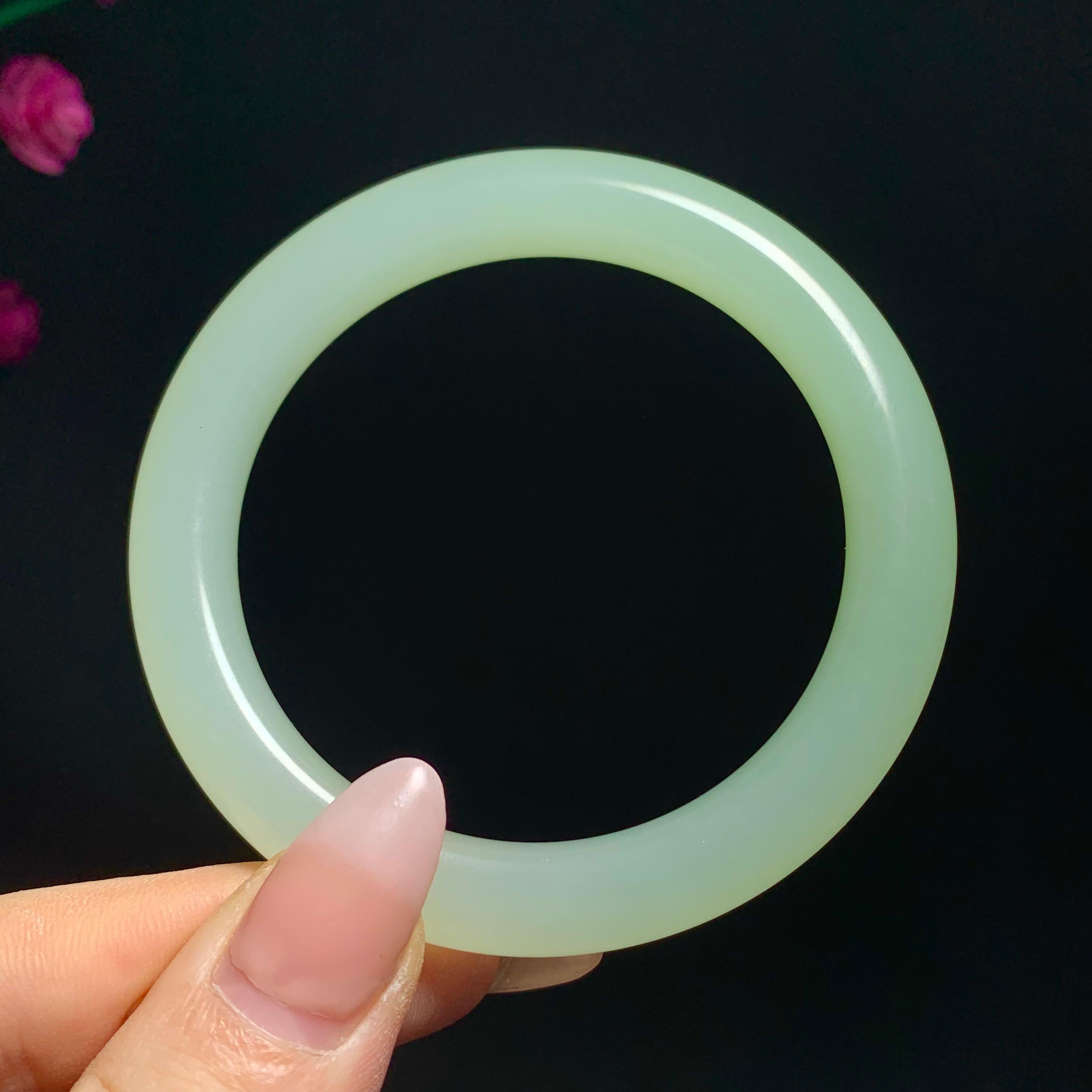 顶级和田山料高冰带翠手镯（43.0g）