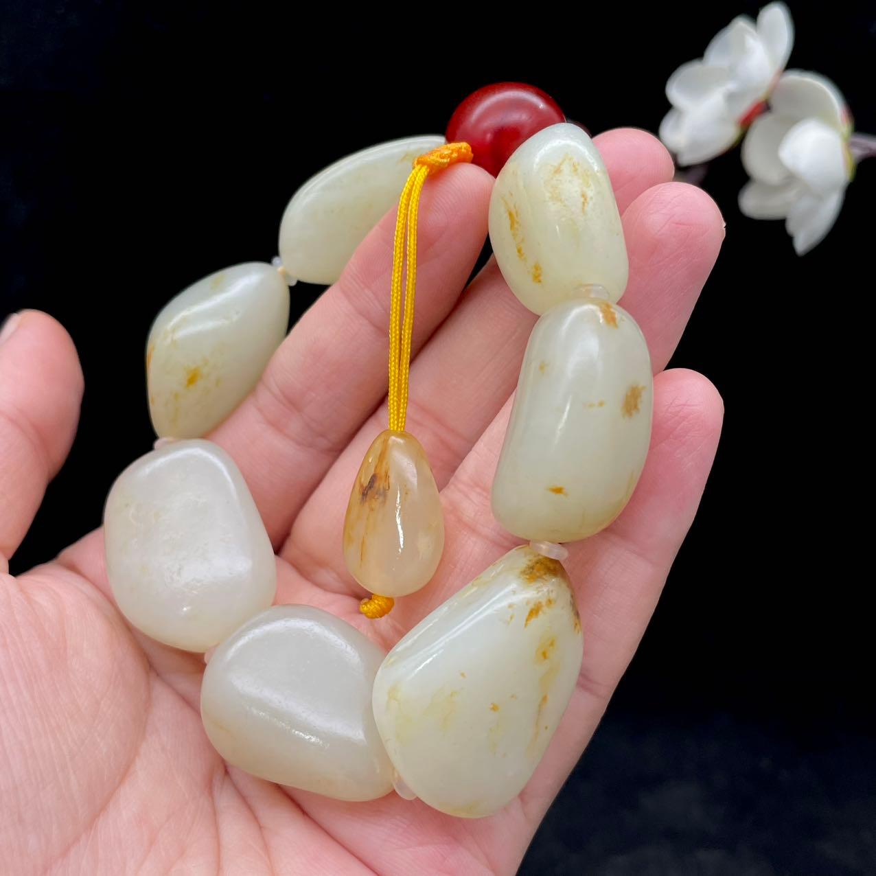 和田玉洒金皮籽料【精品手串】（96.3g）