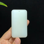 和田山料羊脂白玉无事牌挂件（88.8g）