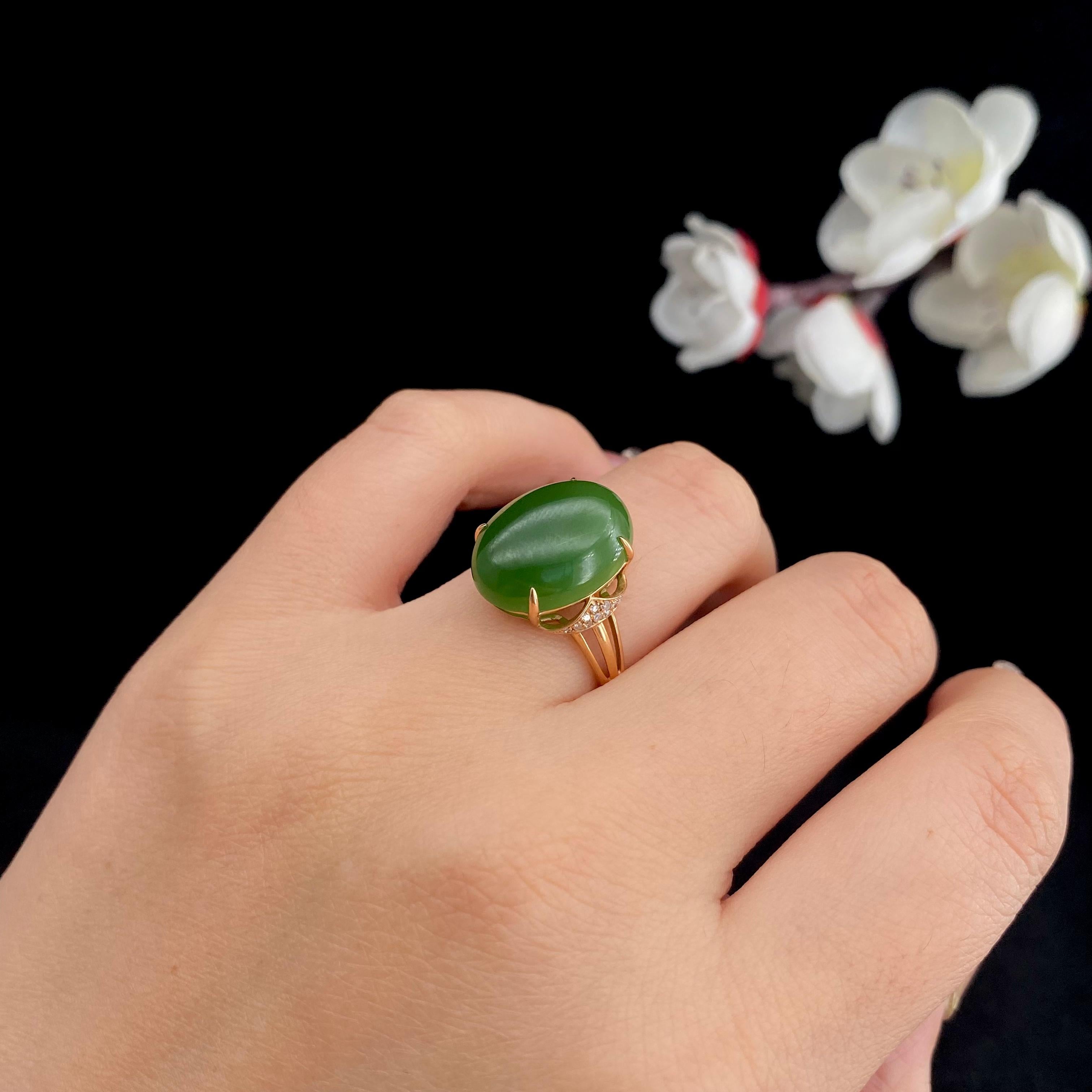 和田玉碧玉18k金镶【戒指】（4g）