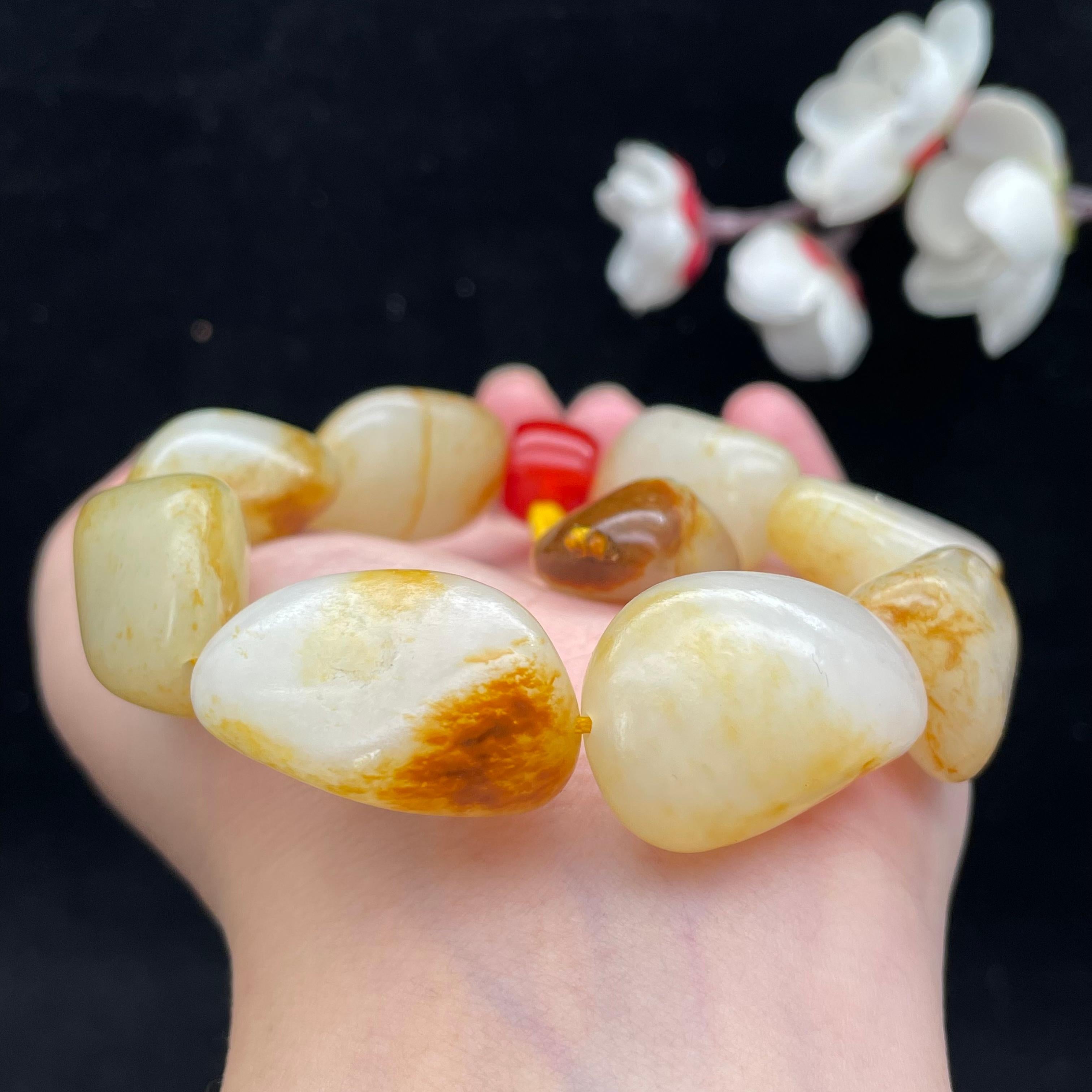 和田玉洒金皮籽料【精品手串】（87.1g）