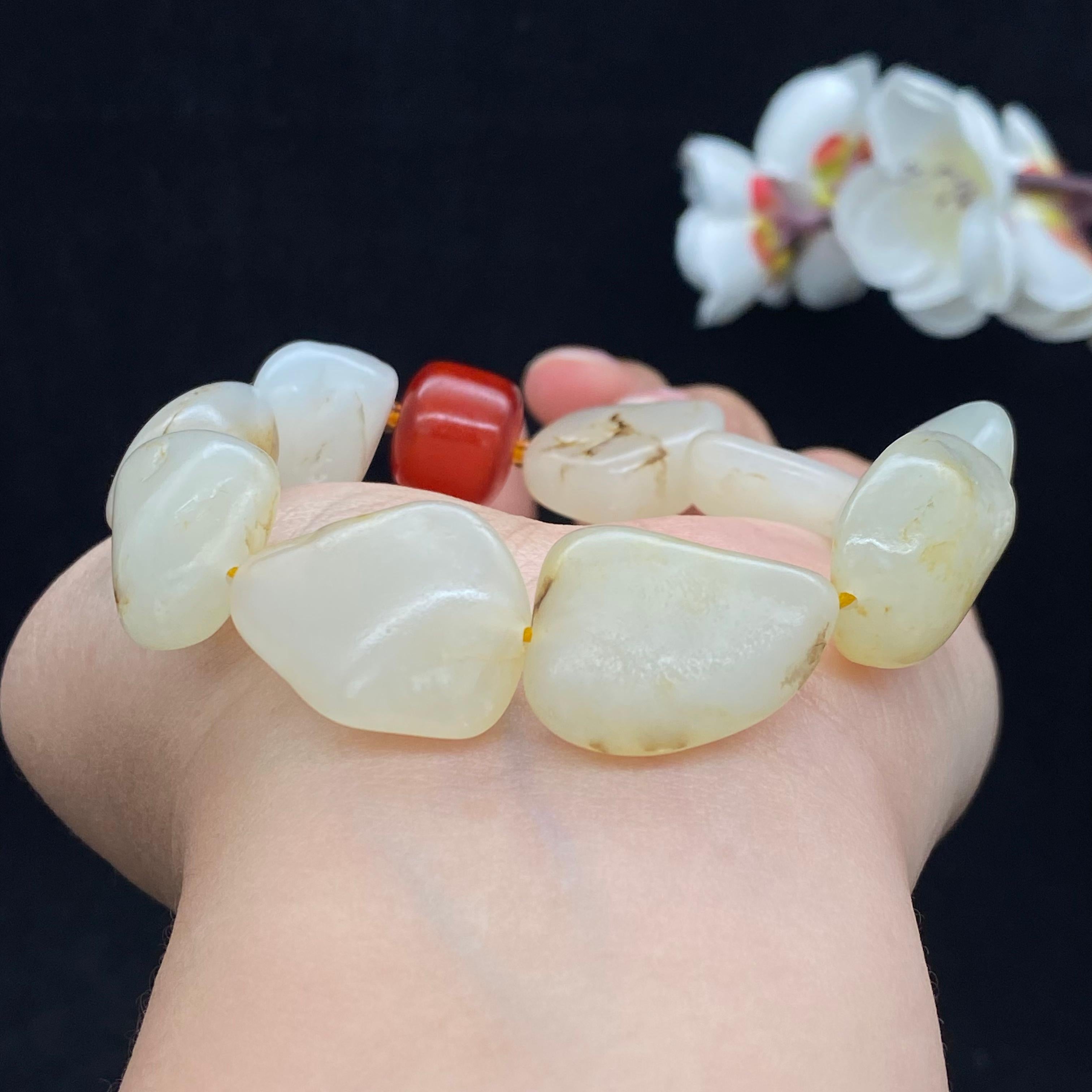 和田玉洒金皮籽料【精品手串】（53.3g）