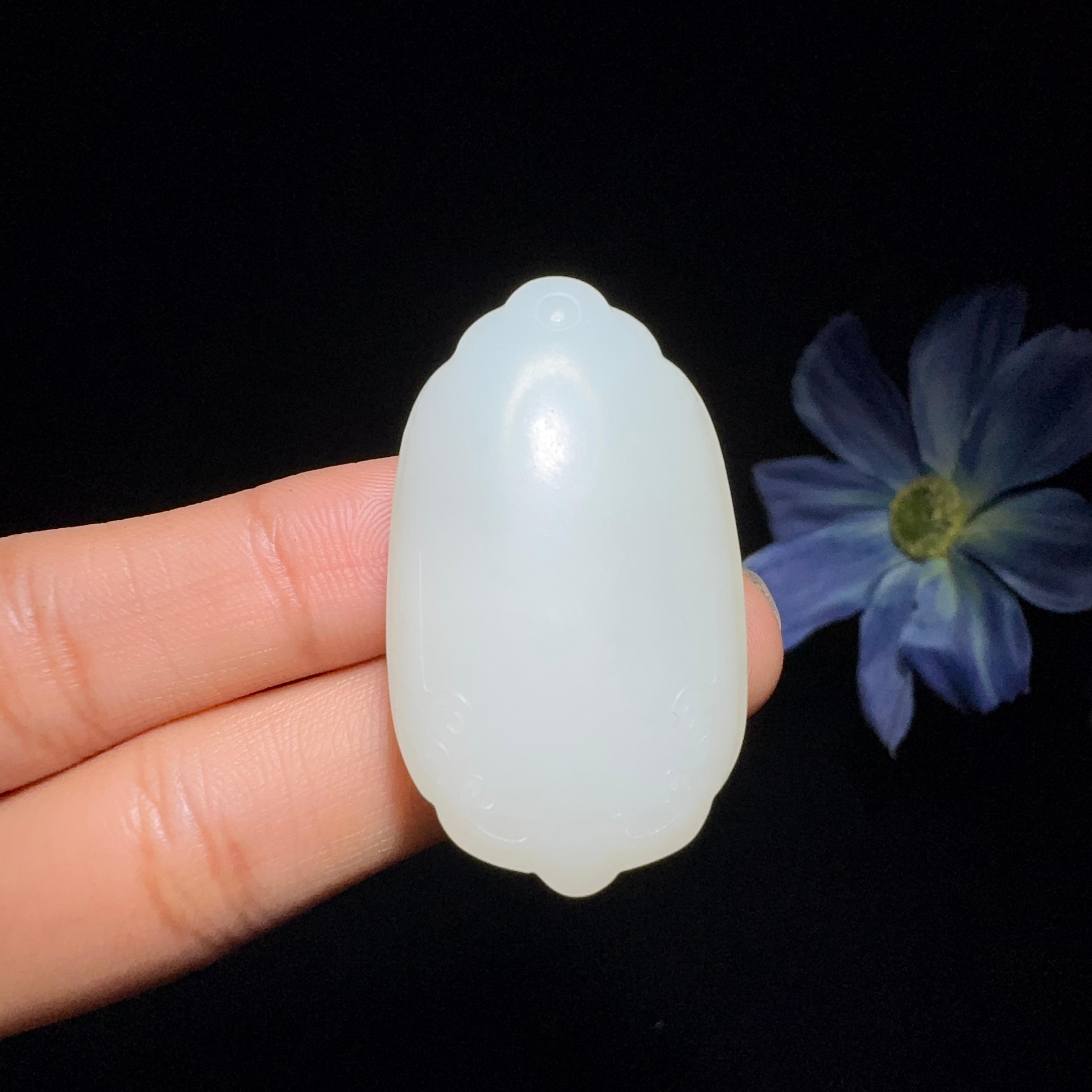 秒杀和田玉白玉平安无事牌（24.2g）