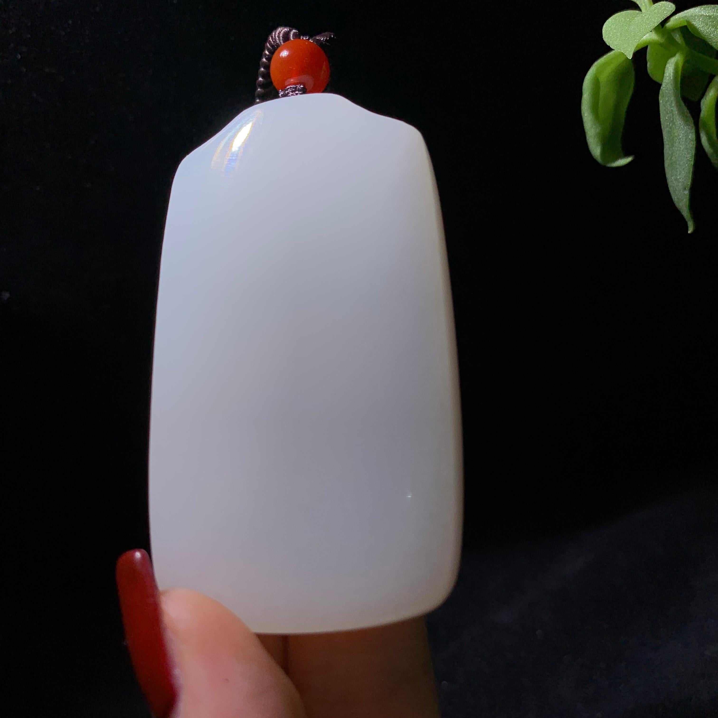 收藏级和田羊脂白玉无事牌（74.0g）