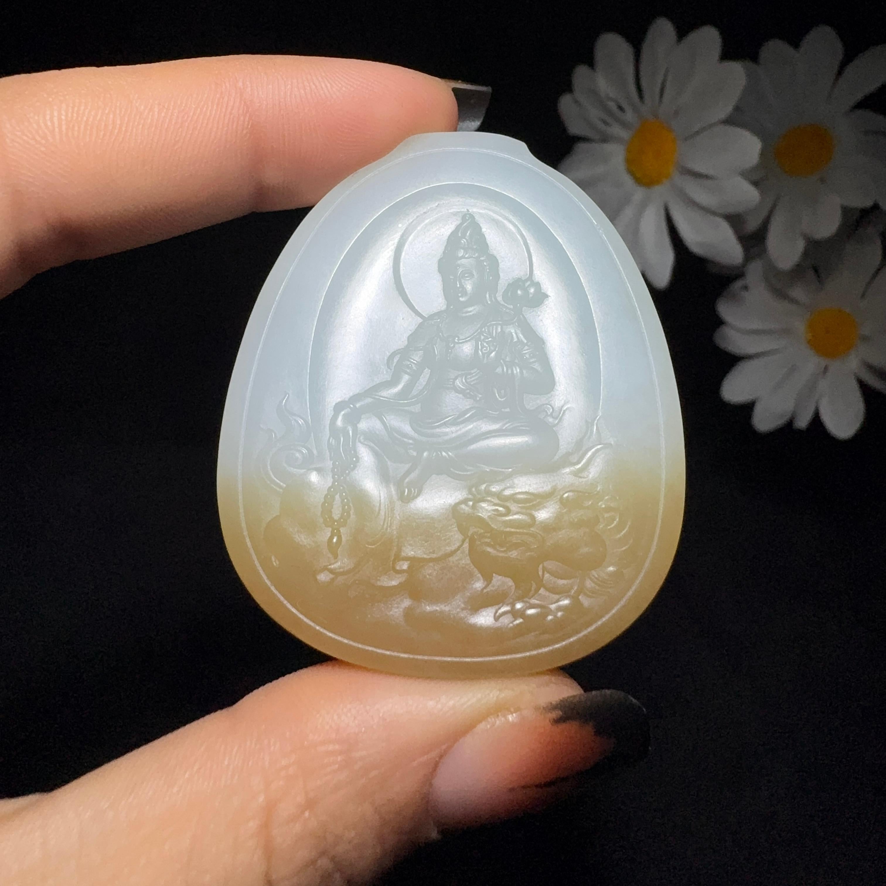 和田玉糖白玉文殊菩萨（31.8g）