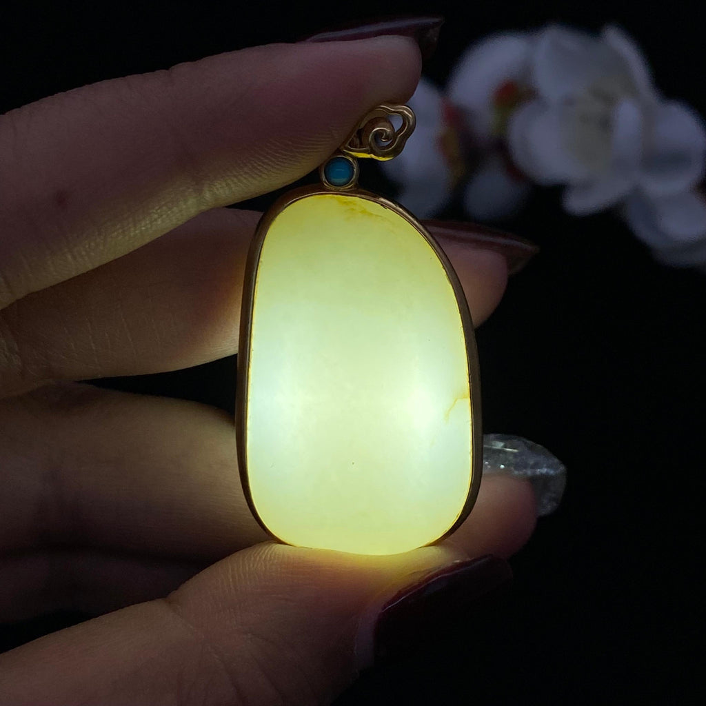 和田玉-白玉籽料包金挂件（18g）