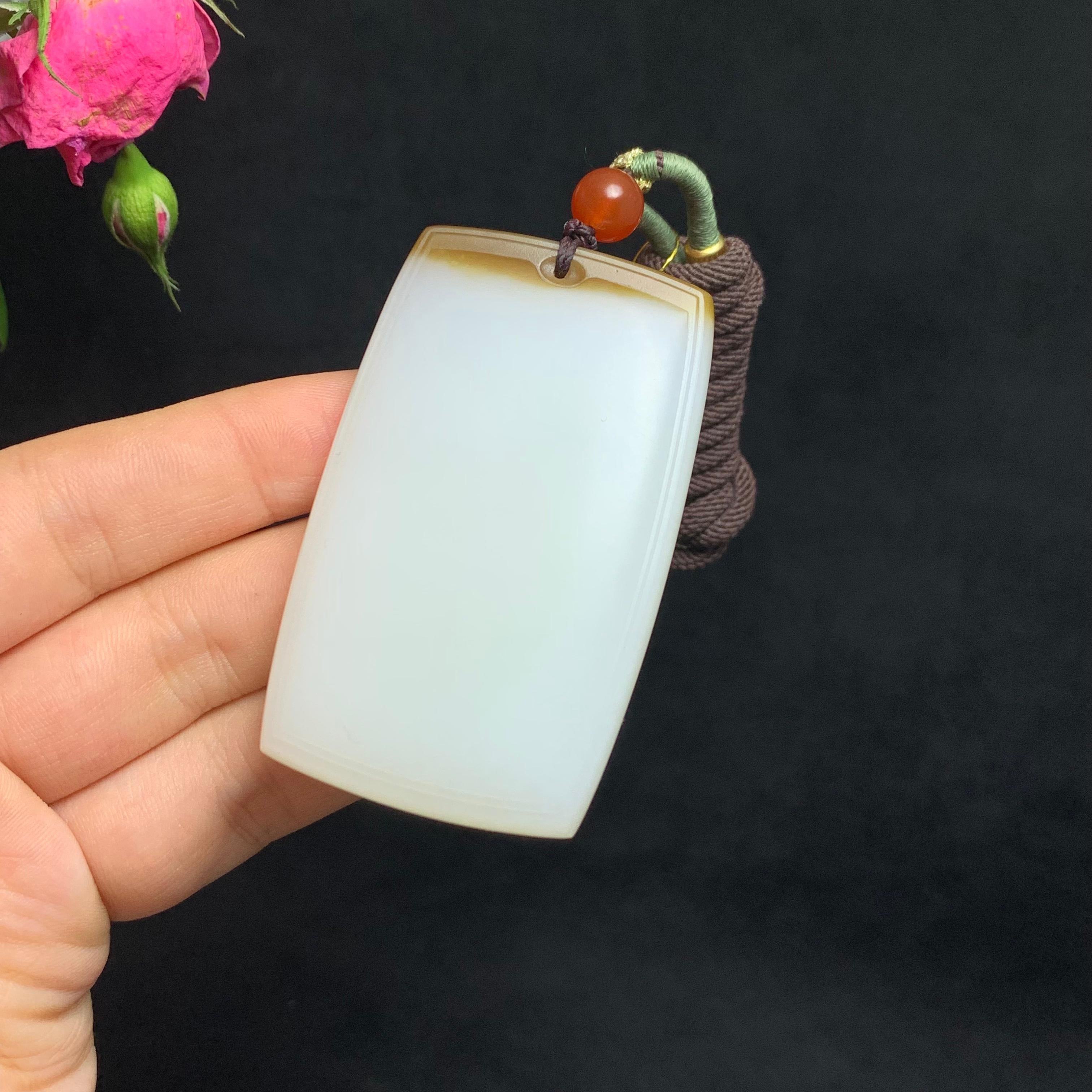 传承收藏级新疆且末糖白玉无事牌（g）