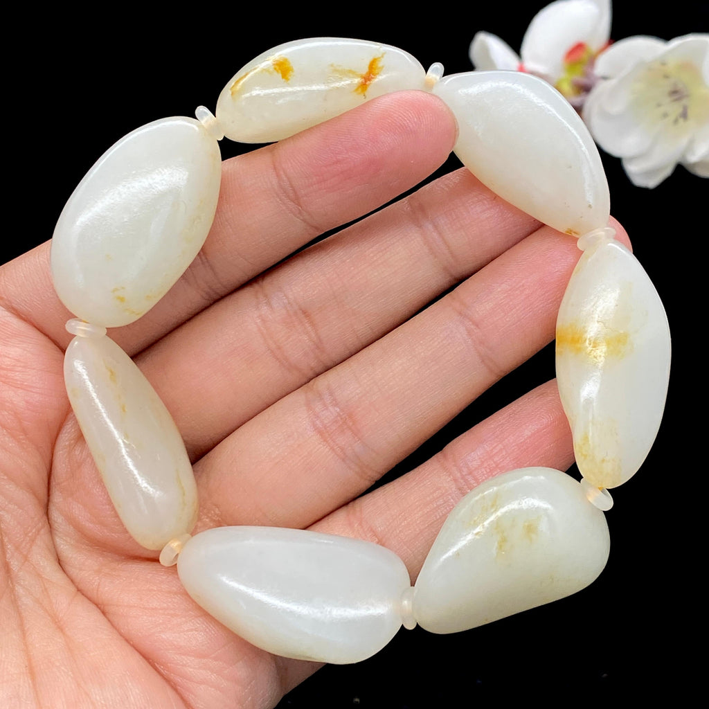 和田玉洒金皮籽料【精品手串】（76.6g）