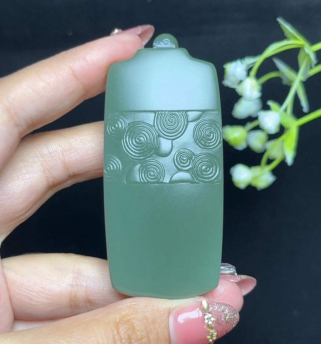 和田玉碧玉粉碧圆满成功平安无事牌（61.5g）