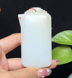 新疆和田玉且末糖羊脂玉平安无事牌（90.2g）