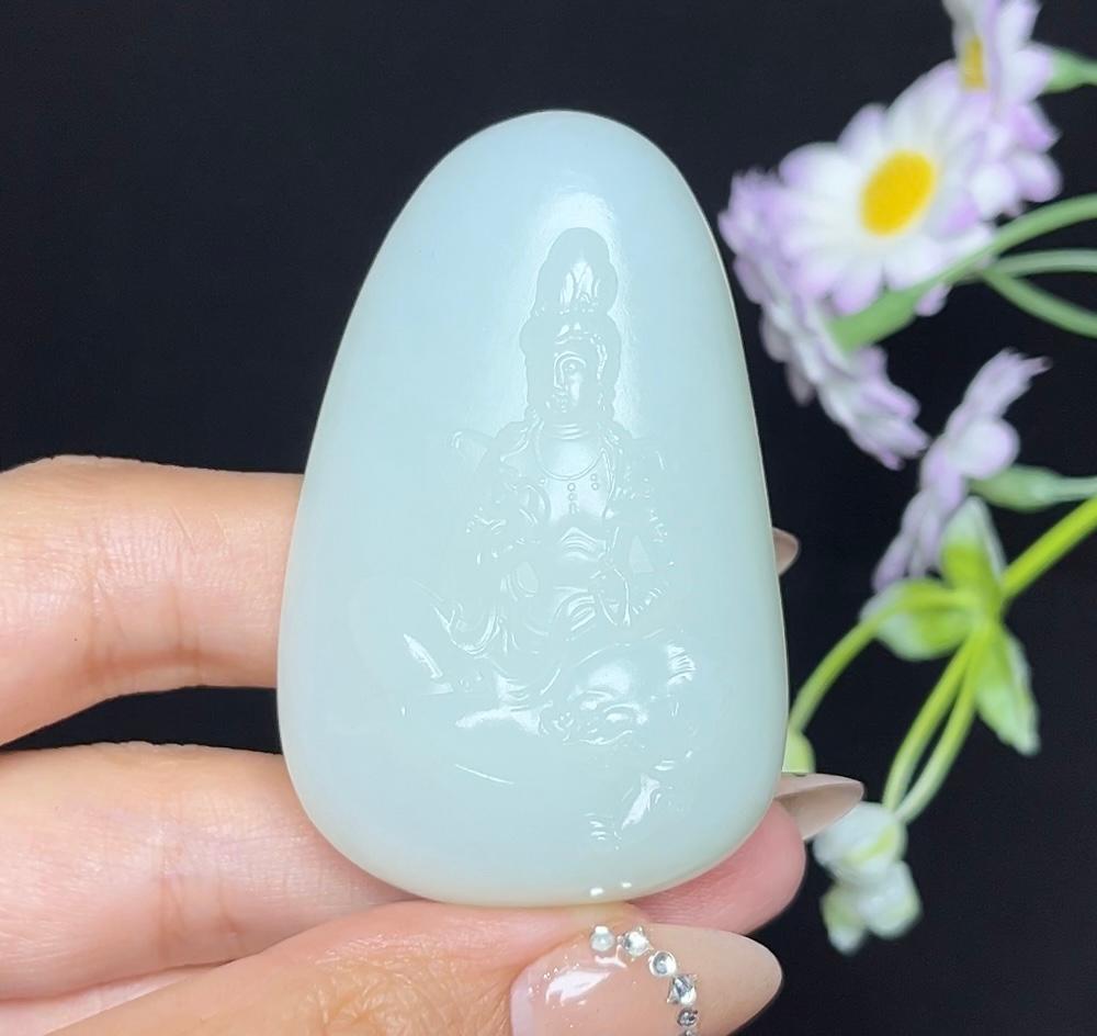 和田玉羊脂白玉文殊菩萨（58.0g）