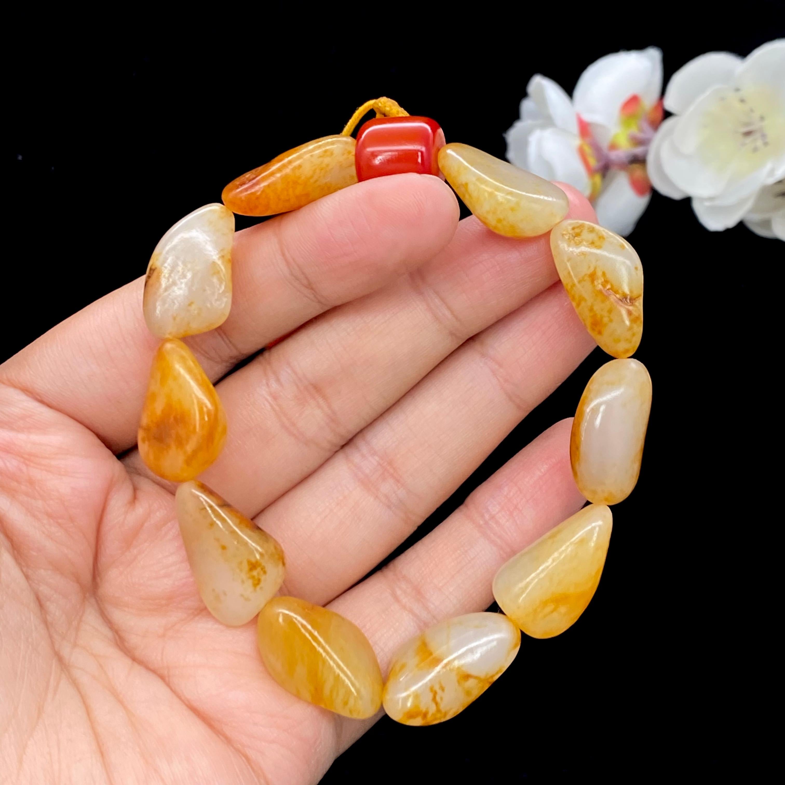 和田玉洒金皮籽料【精品手串】（34.3g）