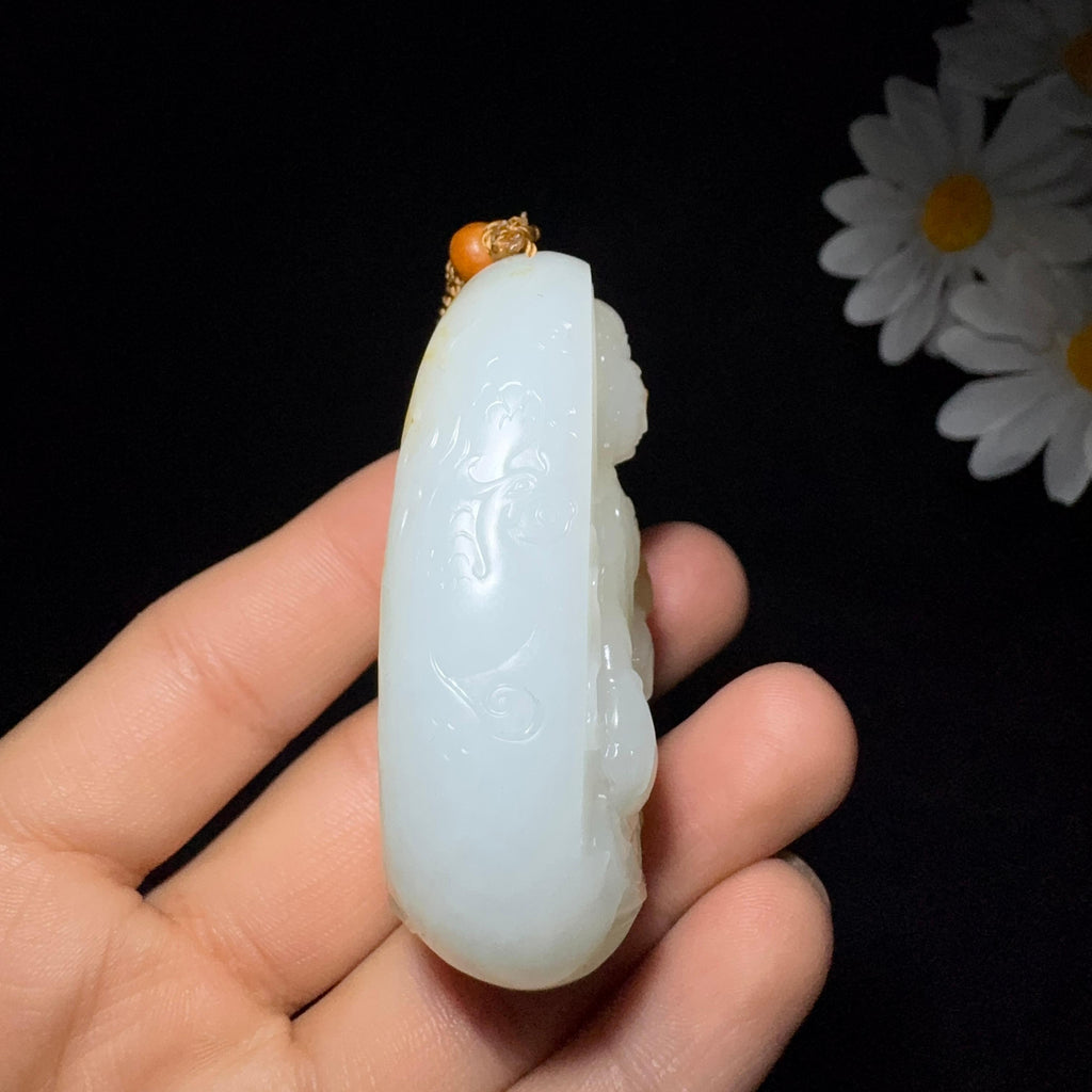 和田玉籽料羊脂白玉观音（85.1g）
