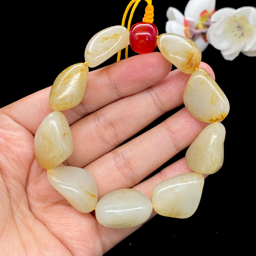 和田玉洒金皮籽料【精品手串】（58.2g）
