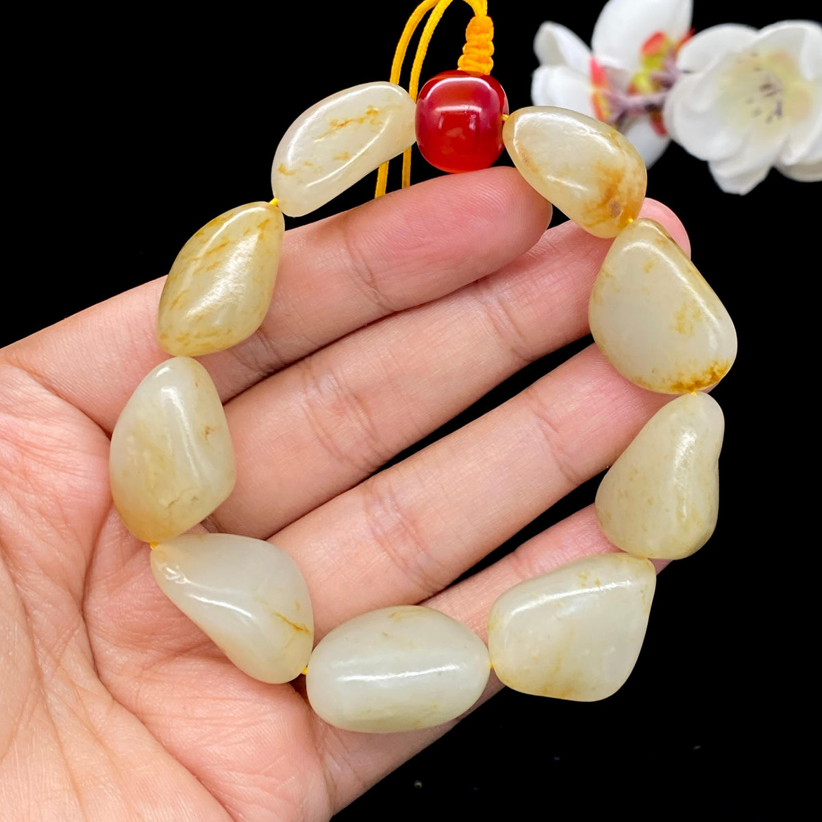 和田玉洒金皮籽料【精品手串】（58.2g）