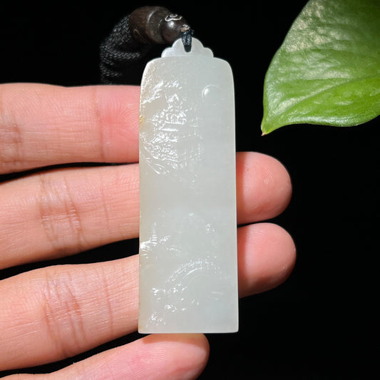 和田玉籽料洒金皮山水牌（23.6g）