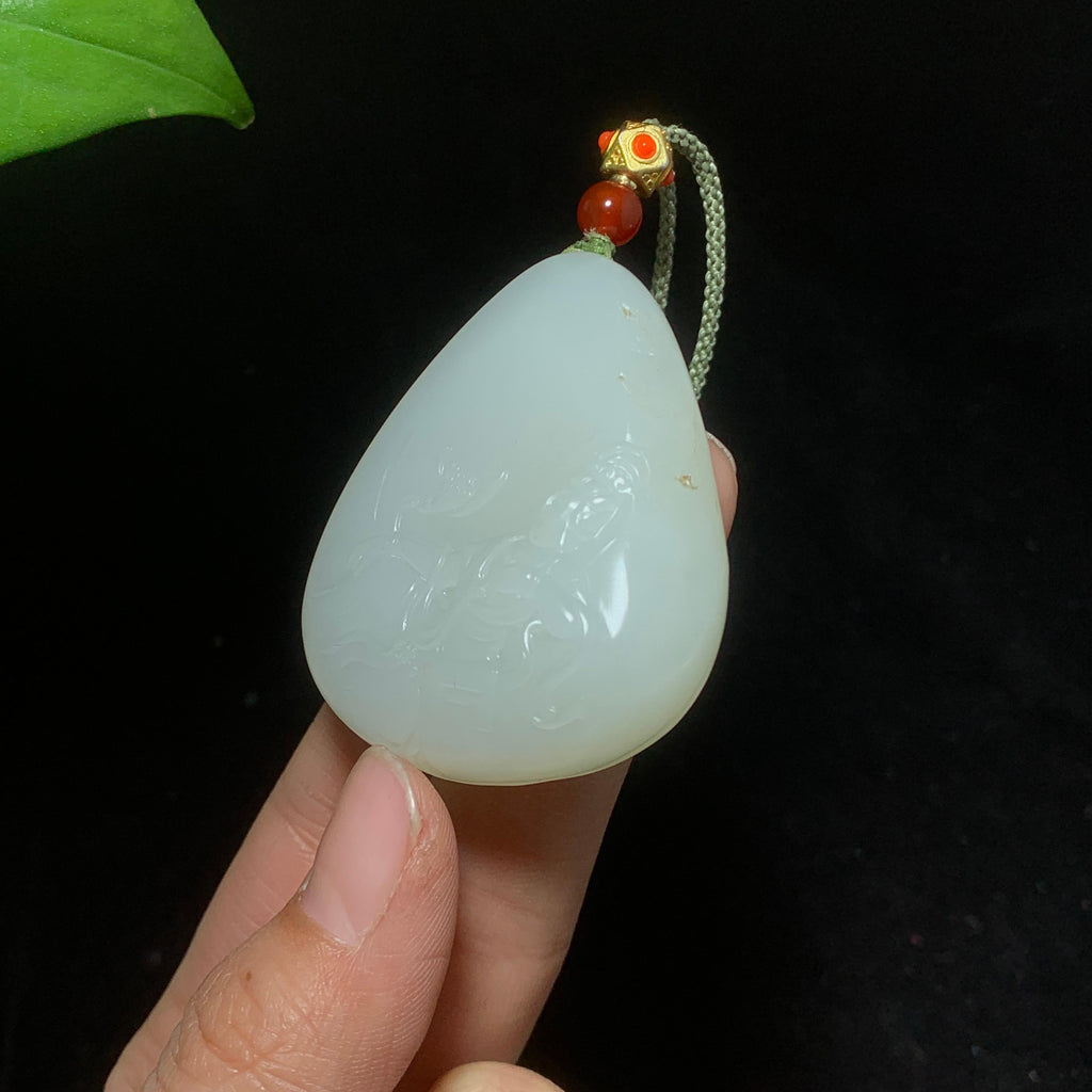和田籽料洒金皮白玉睡莲观音（48.0g）