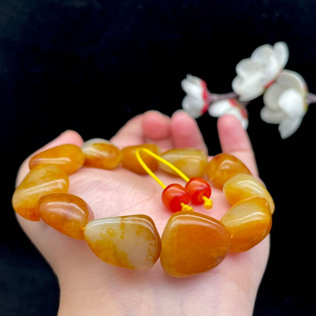 和田玉黄沁皮籽料【精品手串】（62.8g）