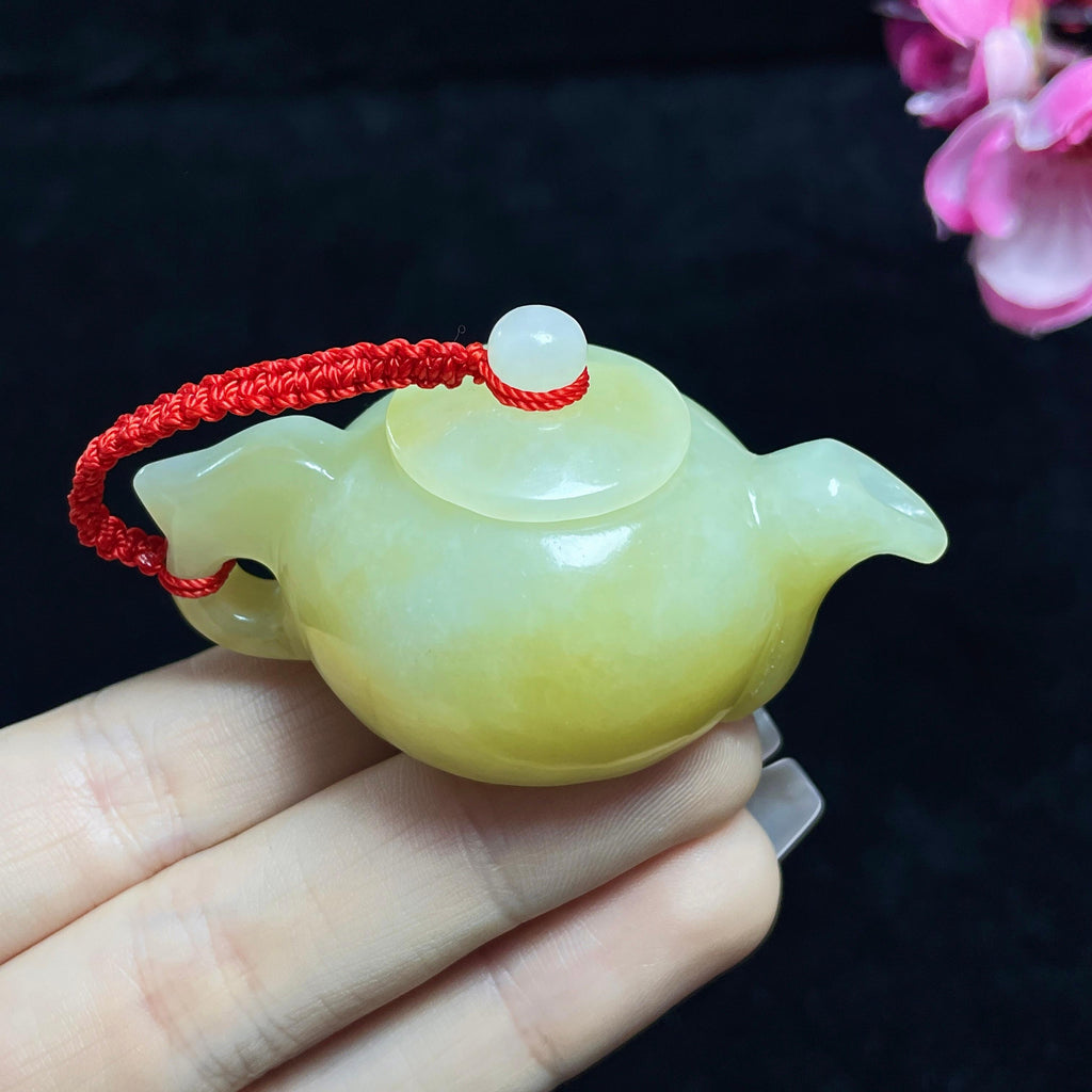 和田且末料糖白把把壶小手把件（50.2g）