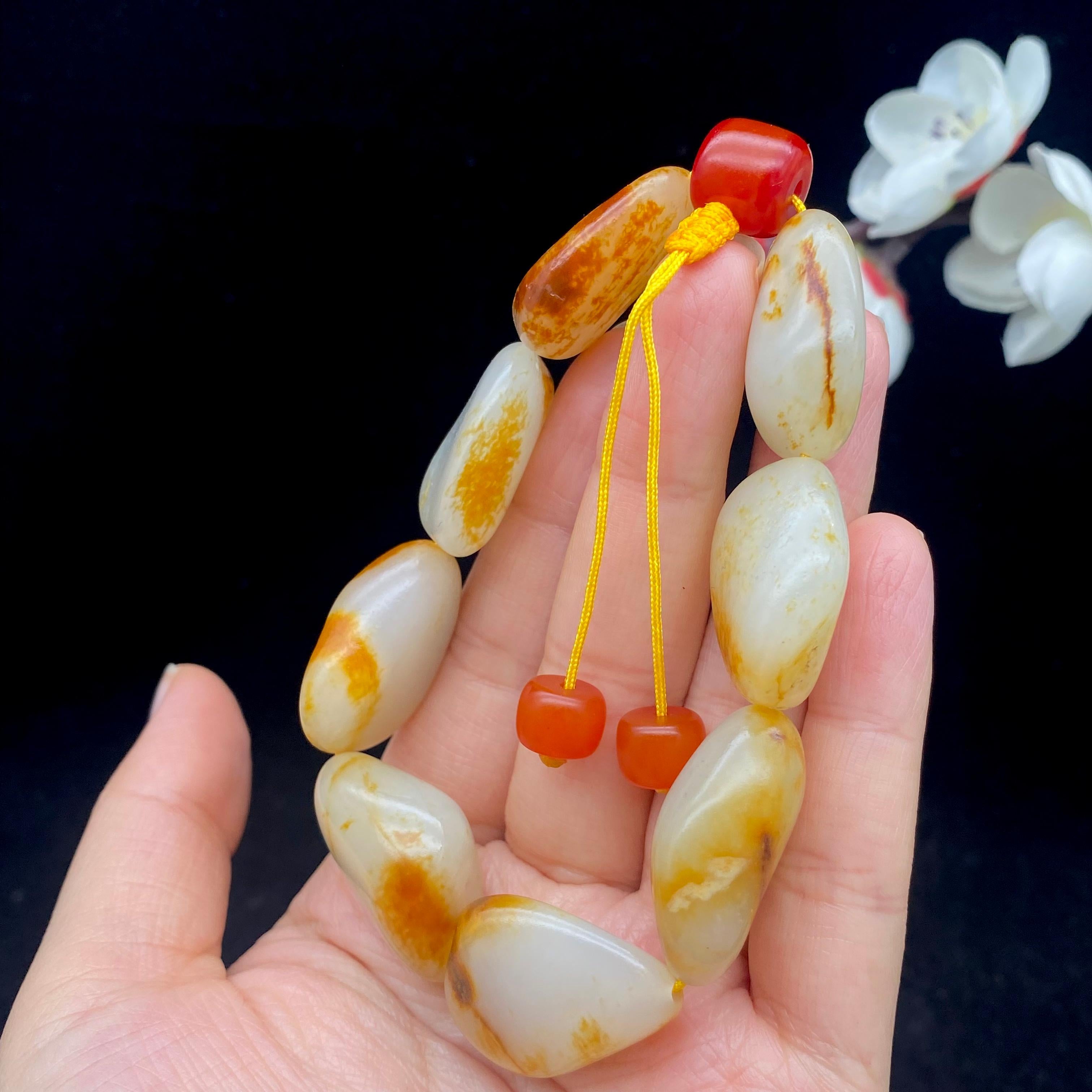 和田玉洒金皮籽料【精品手串】（74.2g）
