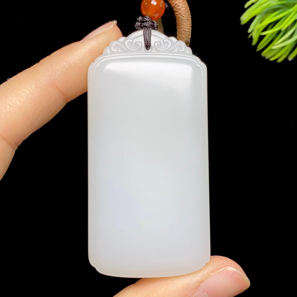 和田玉新疆料白玉无事牌（49.6g）