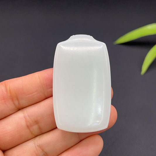和田玉羊脂白玉平安无事牌玉牌（33.44g）