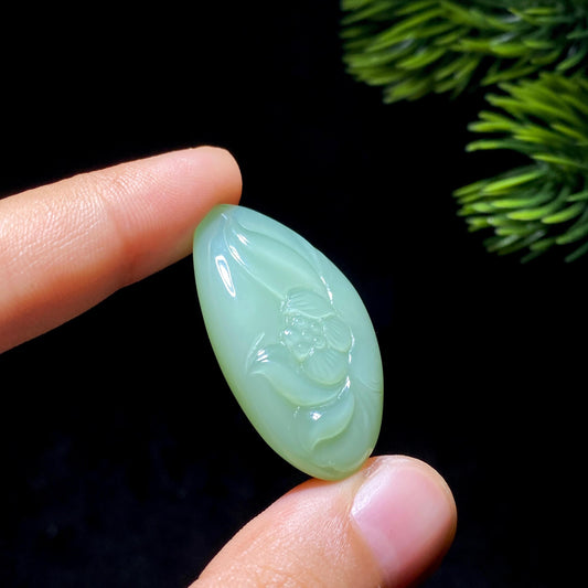 和田玉碧玉粉青花开富贵（11.8g）