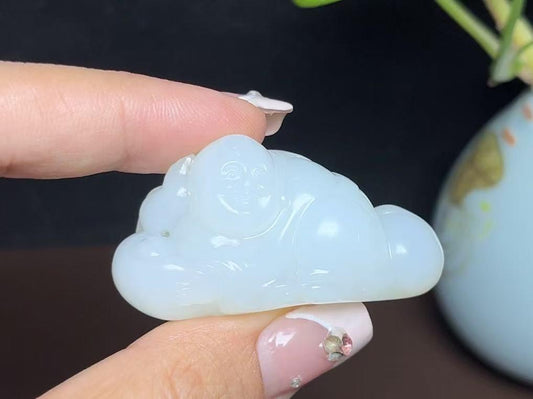 和田羊脂玉福娃送财（36.2g）