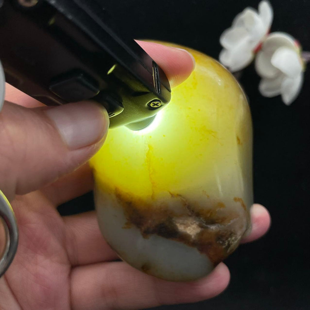 和田玉聚黄皮籽料手把件（249.8g）