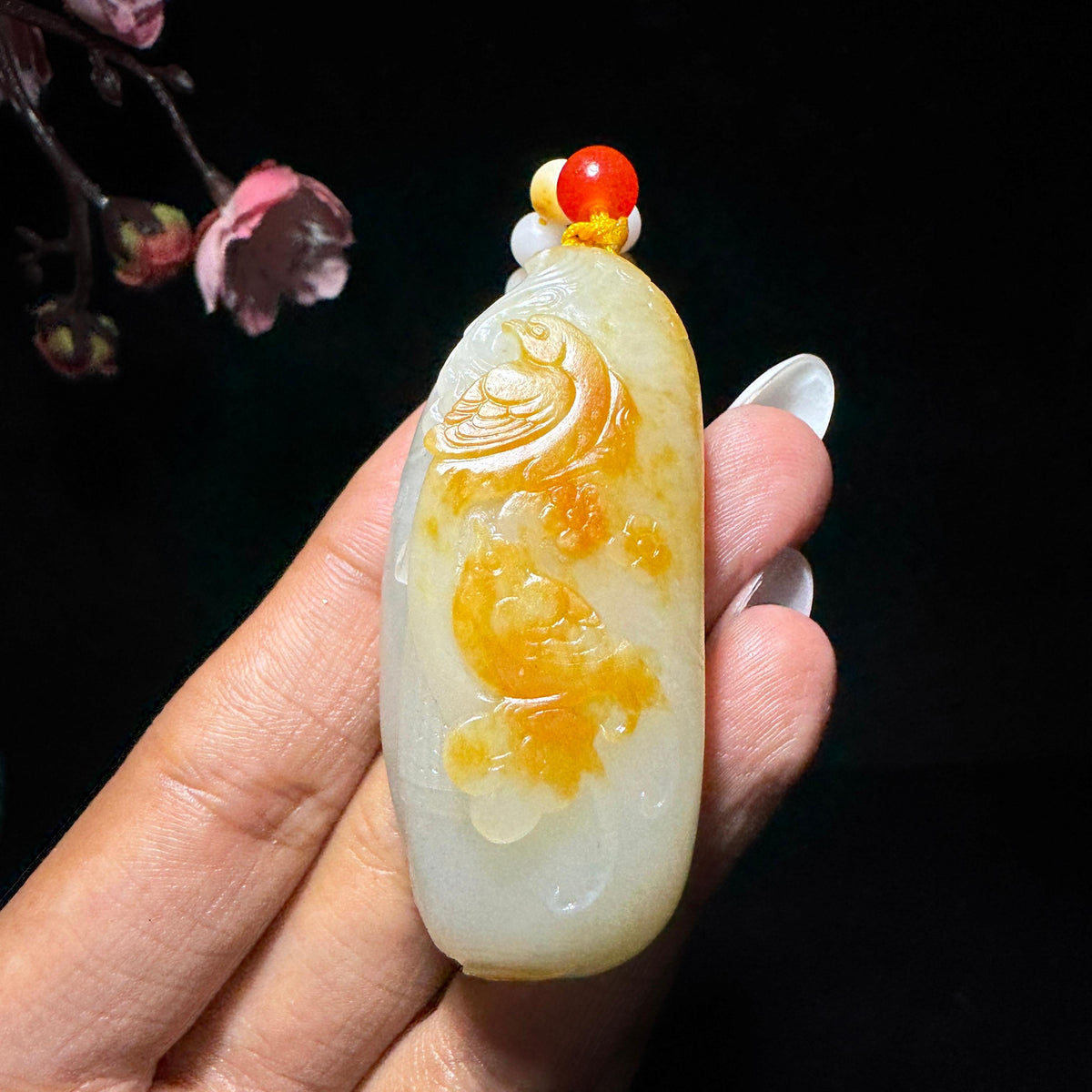 和田玉籽料黄皮喜上眉梢（69.5g）