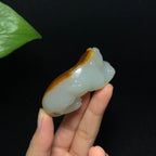 收藏级和田籽料聚红皮白玉貔貅手把件（67.5g）