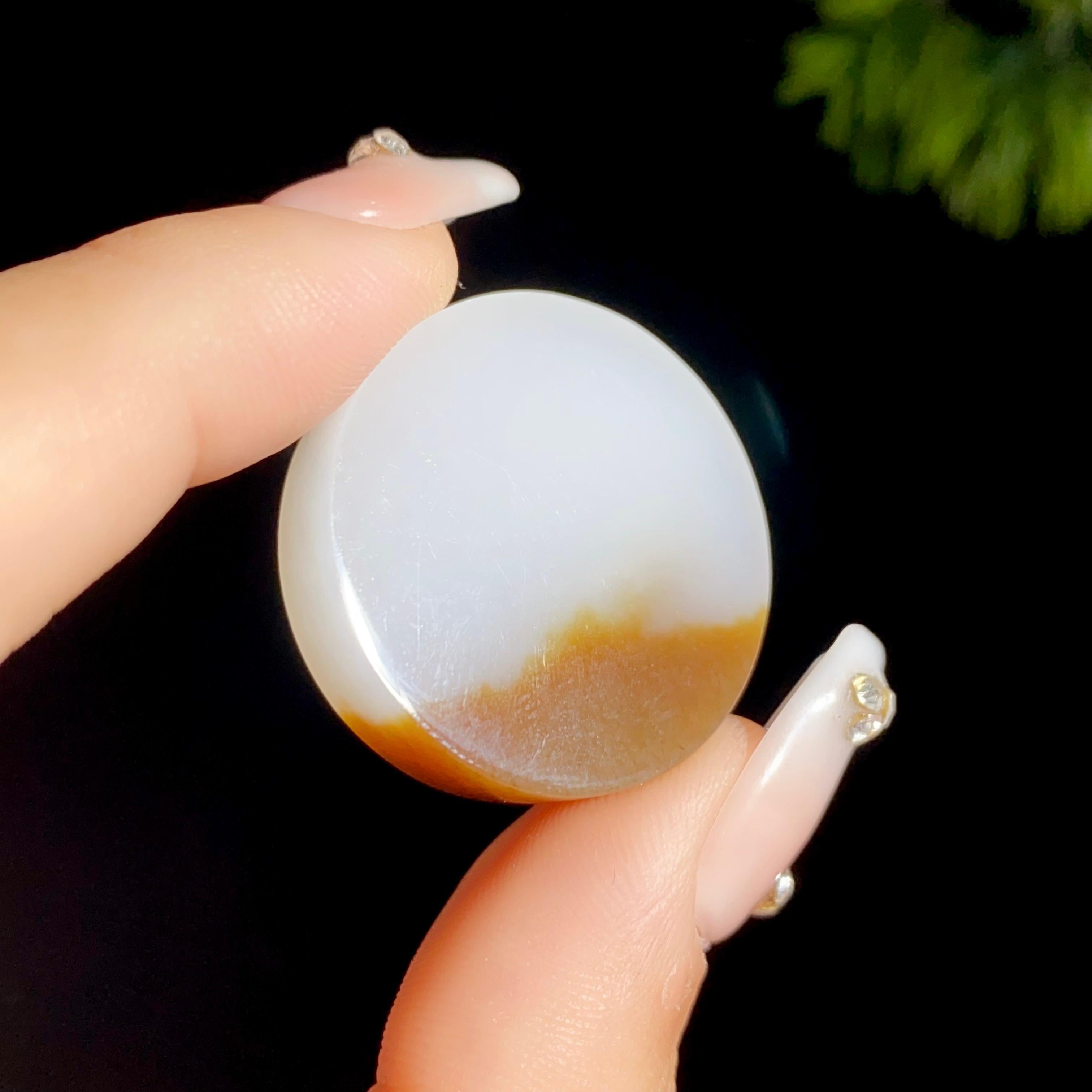 和田玉糖白平安圆牌（13.4g）