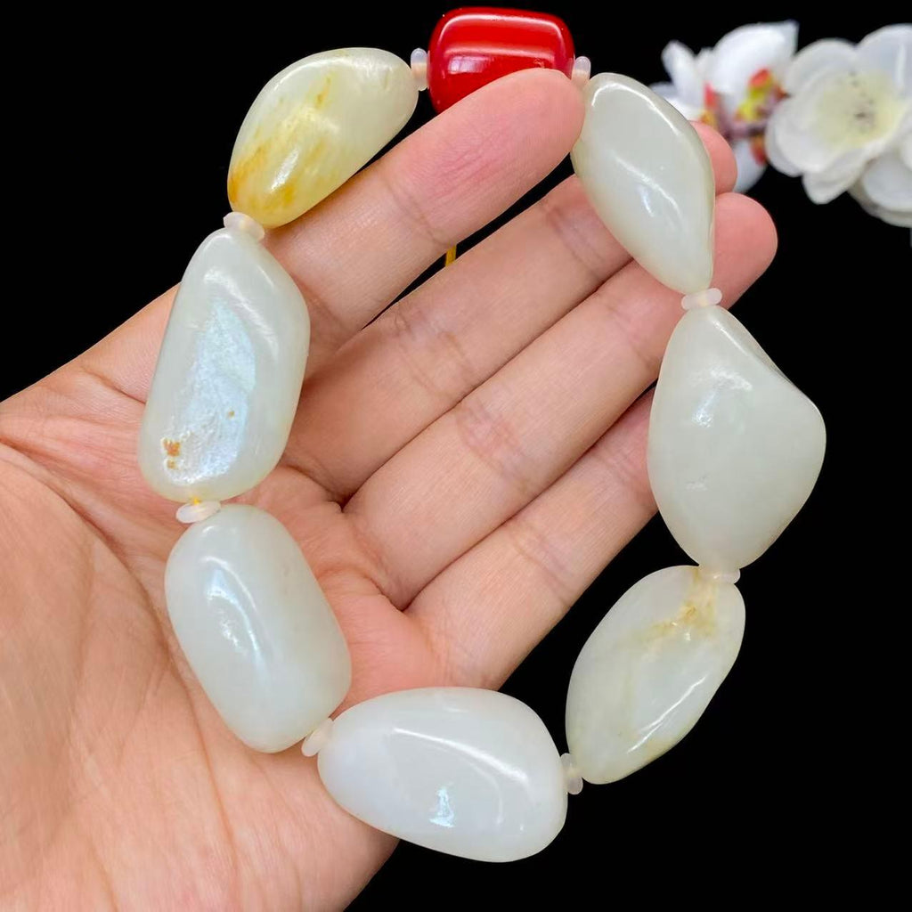 和田玉洒金皮籽料【精品手串】（112g）