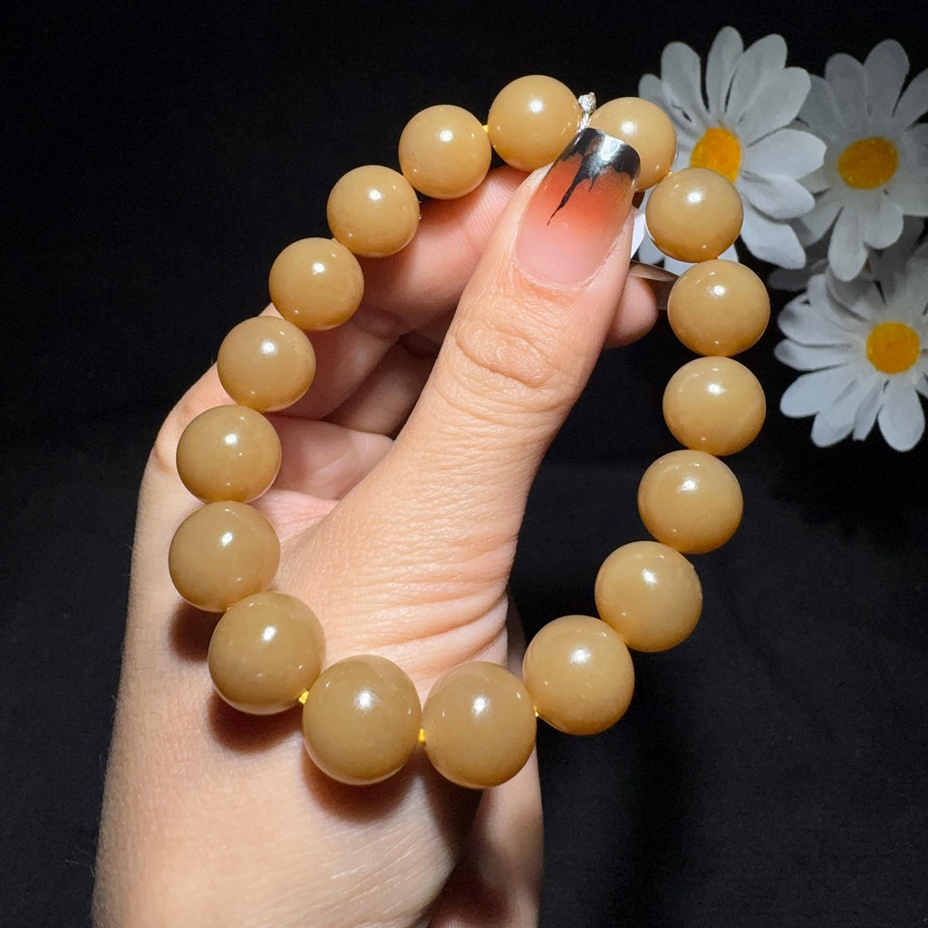 精品和田玉全糖圆珠手串（43.6g）