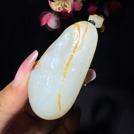 和田玉籽料观音挂件（50.8g）