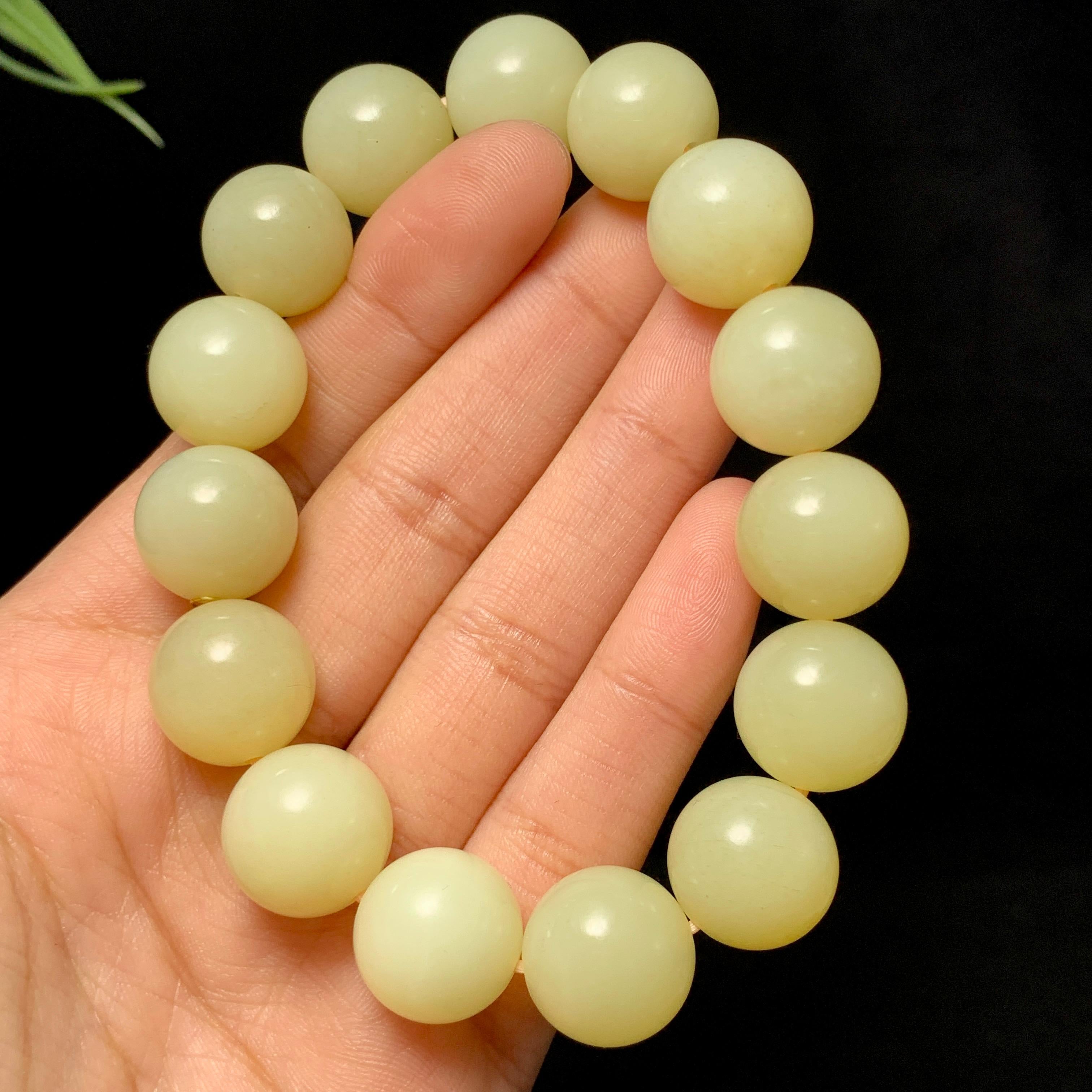 精品和田黄口圆珠手串（72.5g）