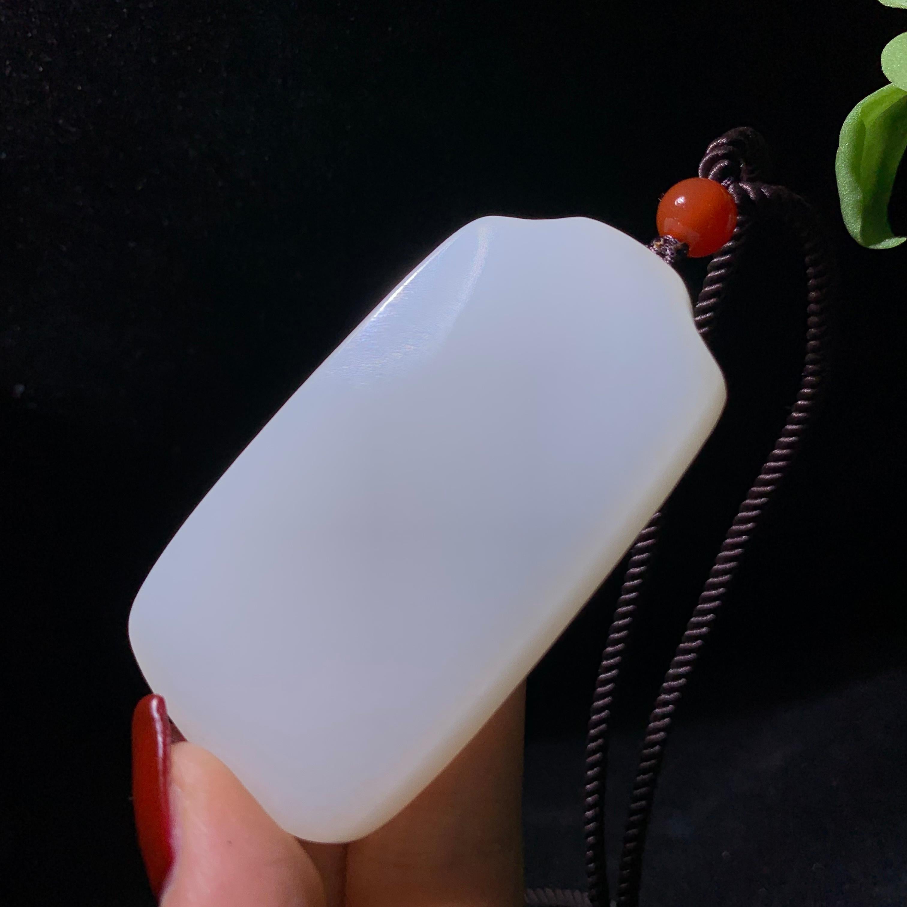 收藏级和田羊脂白玉无事牌（74.0g）