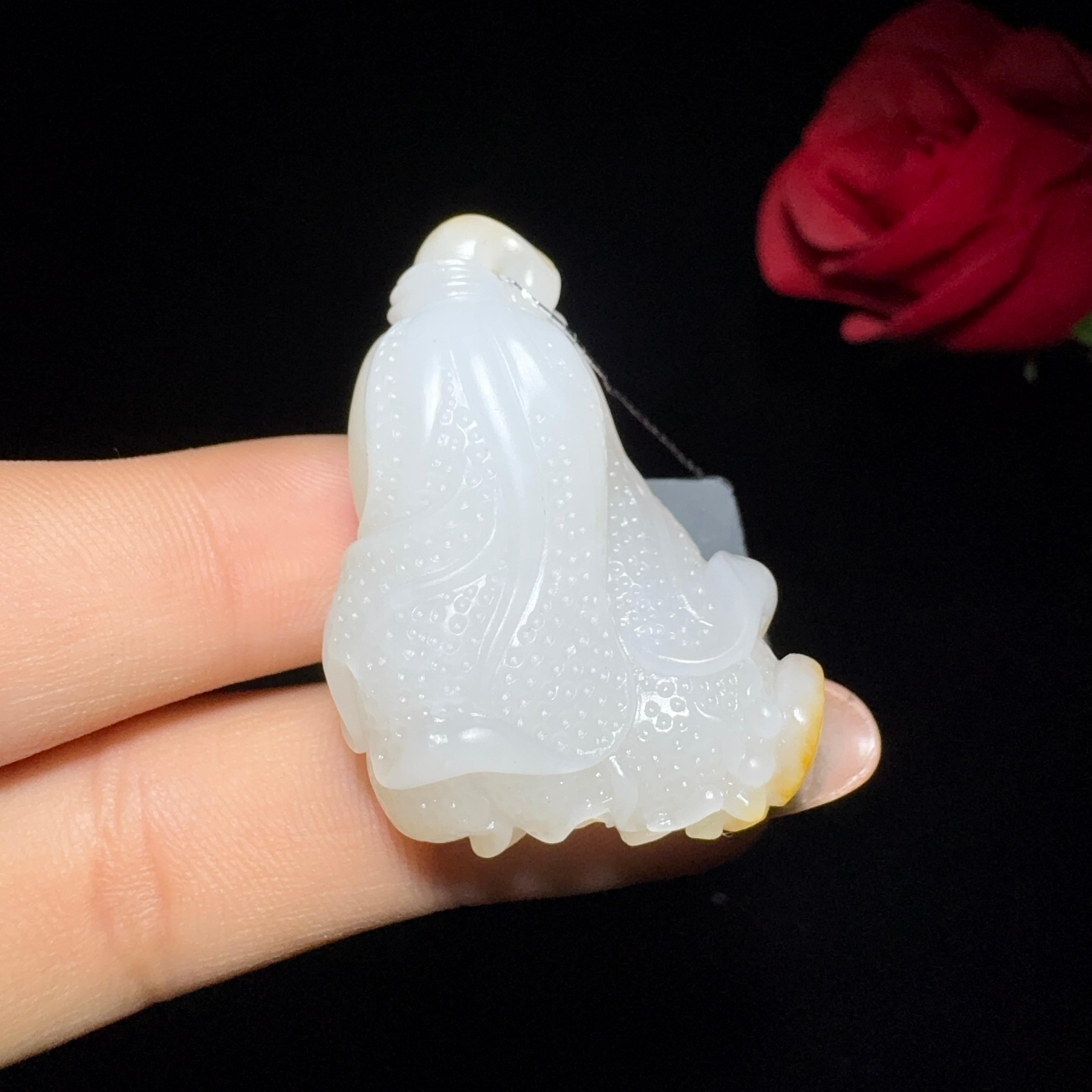 和田玉籽料玉白菜挂件（22.5g）