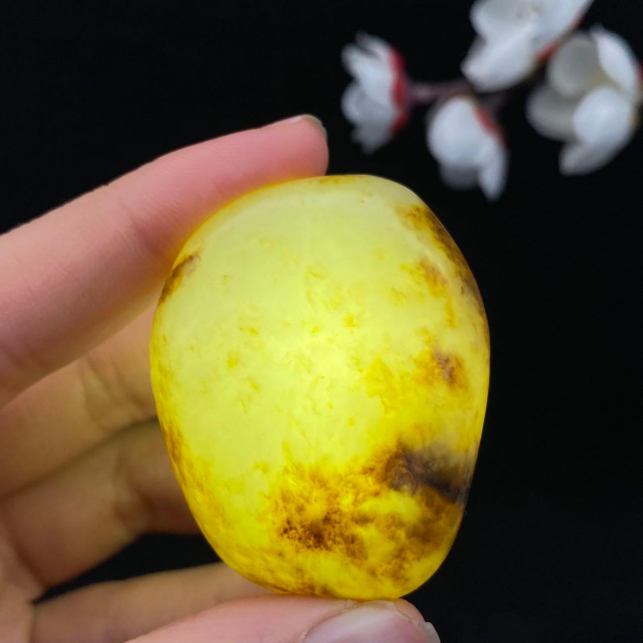 和田玉聚黄皮籽料挂件（49.3g） – 厚德载玉